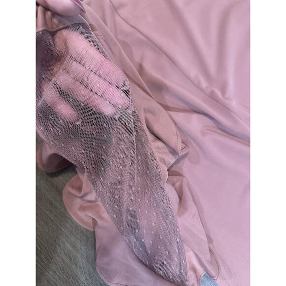 NWT EXPRESS Blush Ruffle Sleeve V Neck Sheath Stretch Dress Women's Size Small - Picture 10 of 16